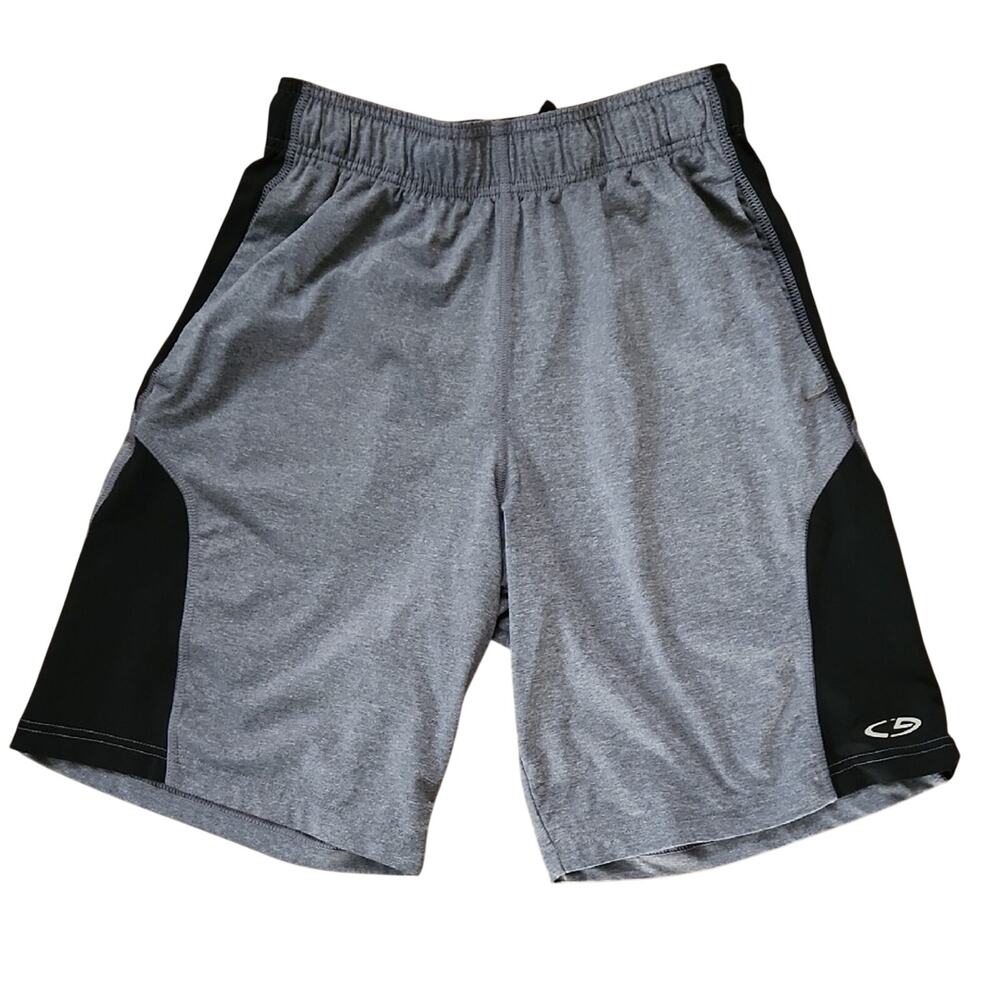 Men's Small Champion Gray Performance Athletic Shorts with Black Panels